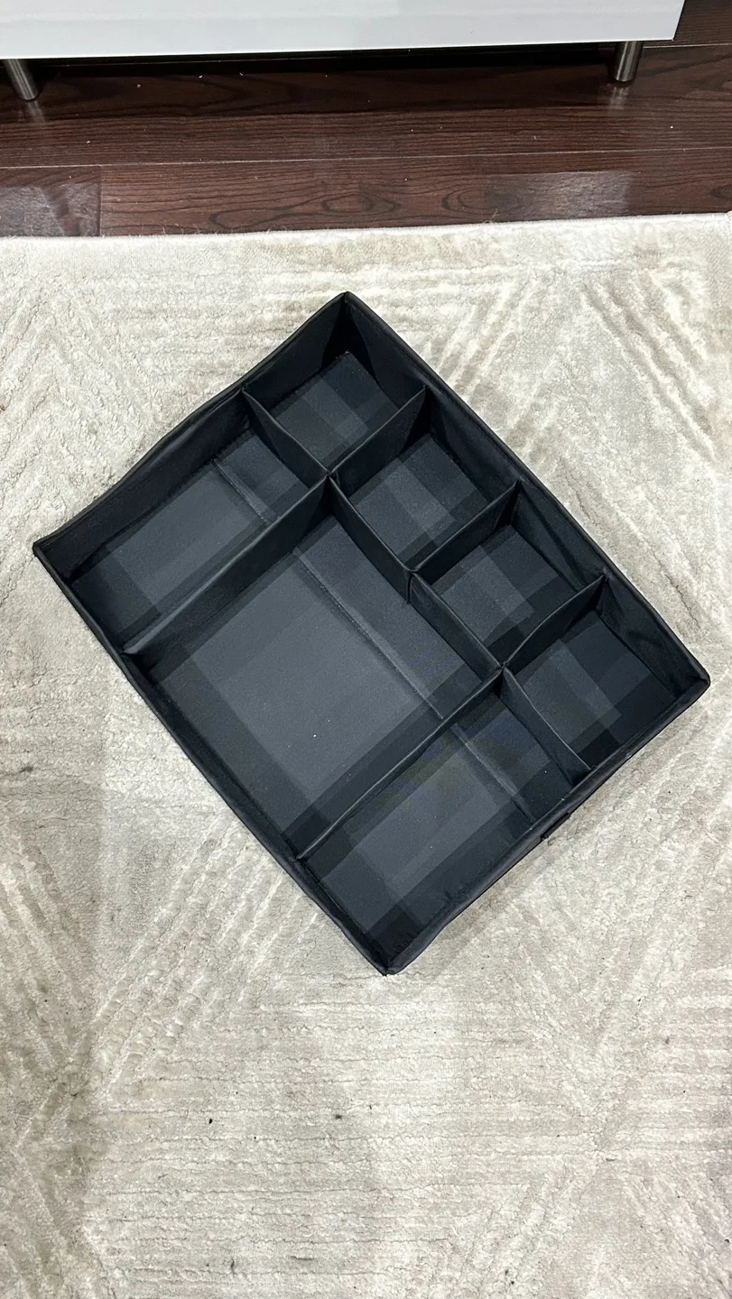 Black Fabric Drawer Organizer with Multiple Compartments image indicator(3)