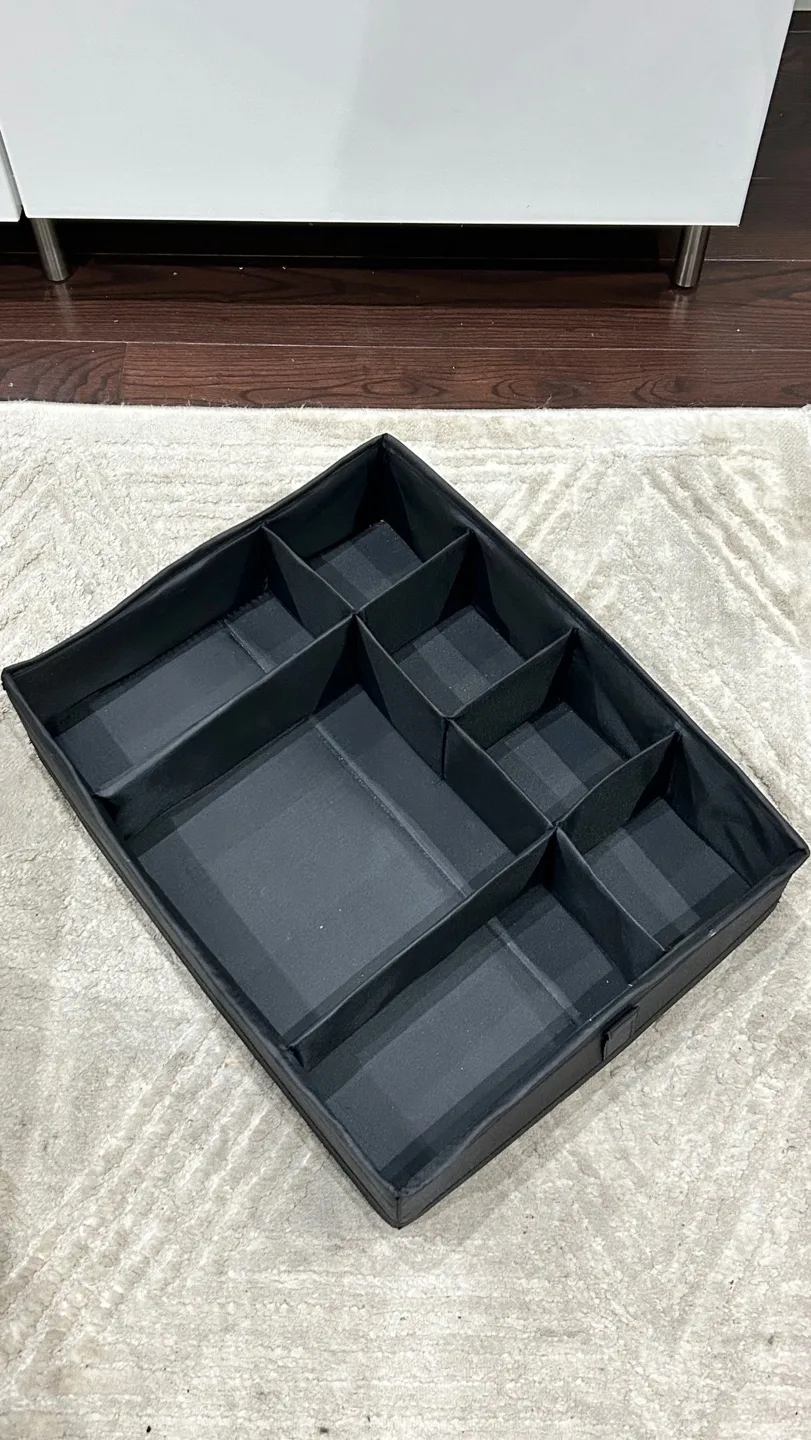 Black Fabric Drawer Organizer with Multiple Compartments image indicator(2)