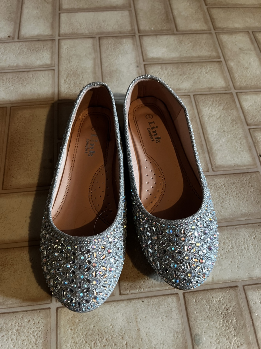 Girls' Silver Glitter Sparkle Flats Size 12