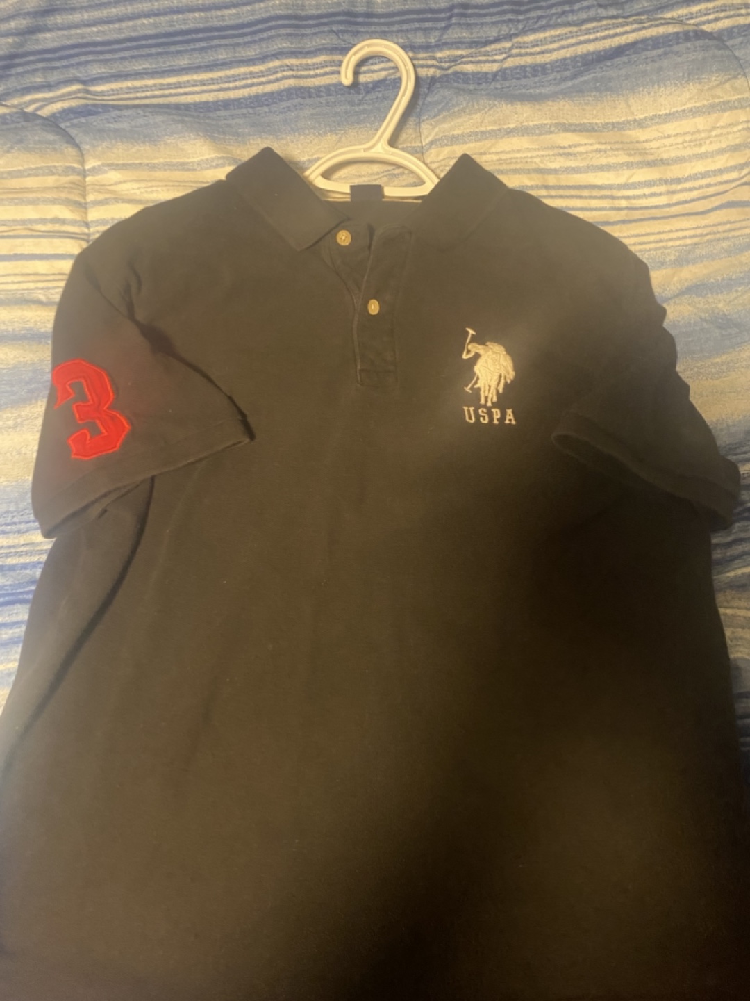 USPA Black Polo Shirt Size Large