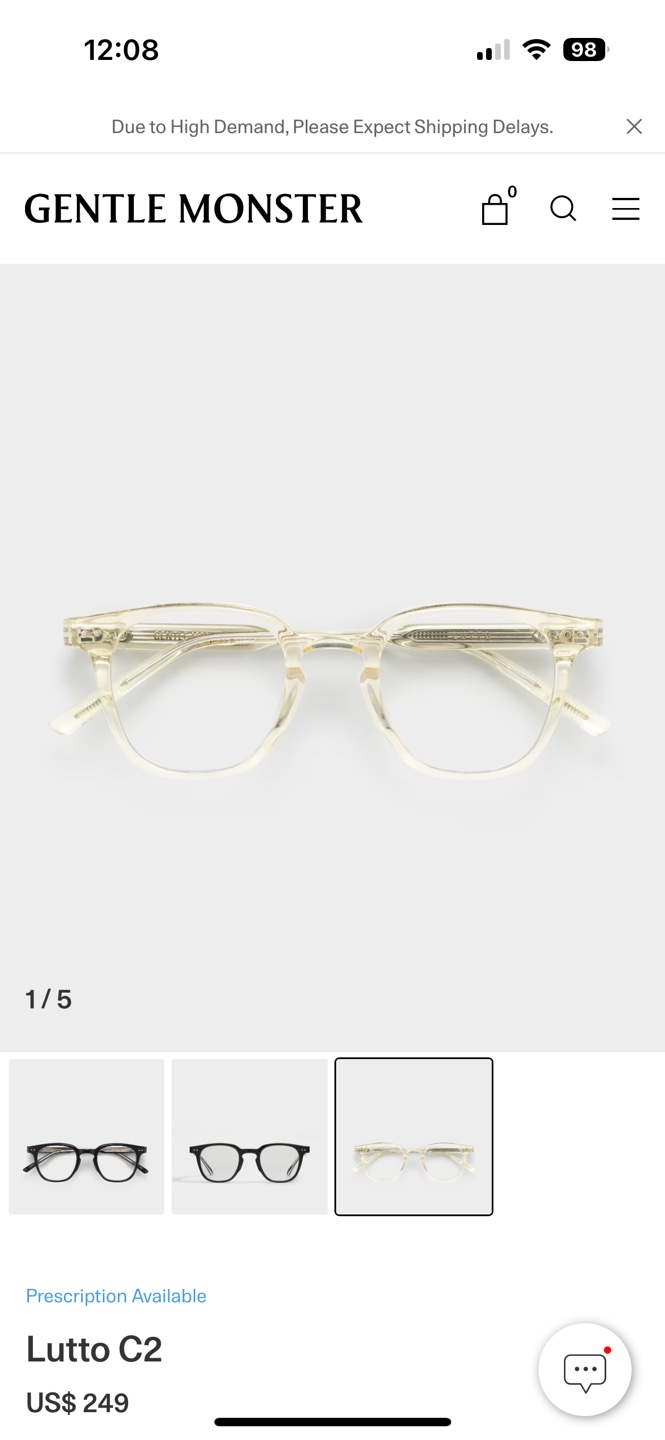 Gentle Monster Lutto C2 Glasses - Clear