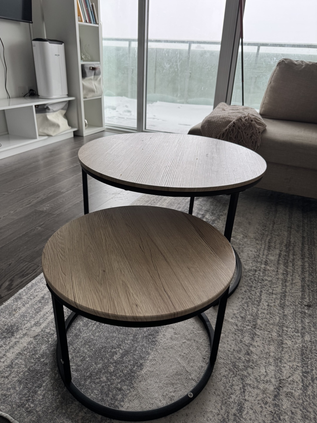 Nest of Tables - Round Wood Top with Black Metal Frame - photo 3