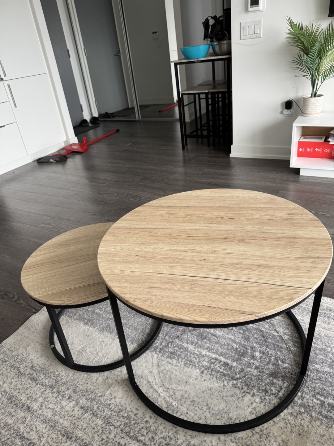 Nest of Tables - Round Wood Top with Black Metal Frame - photo 2