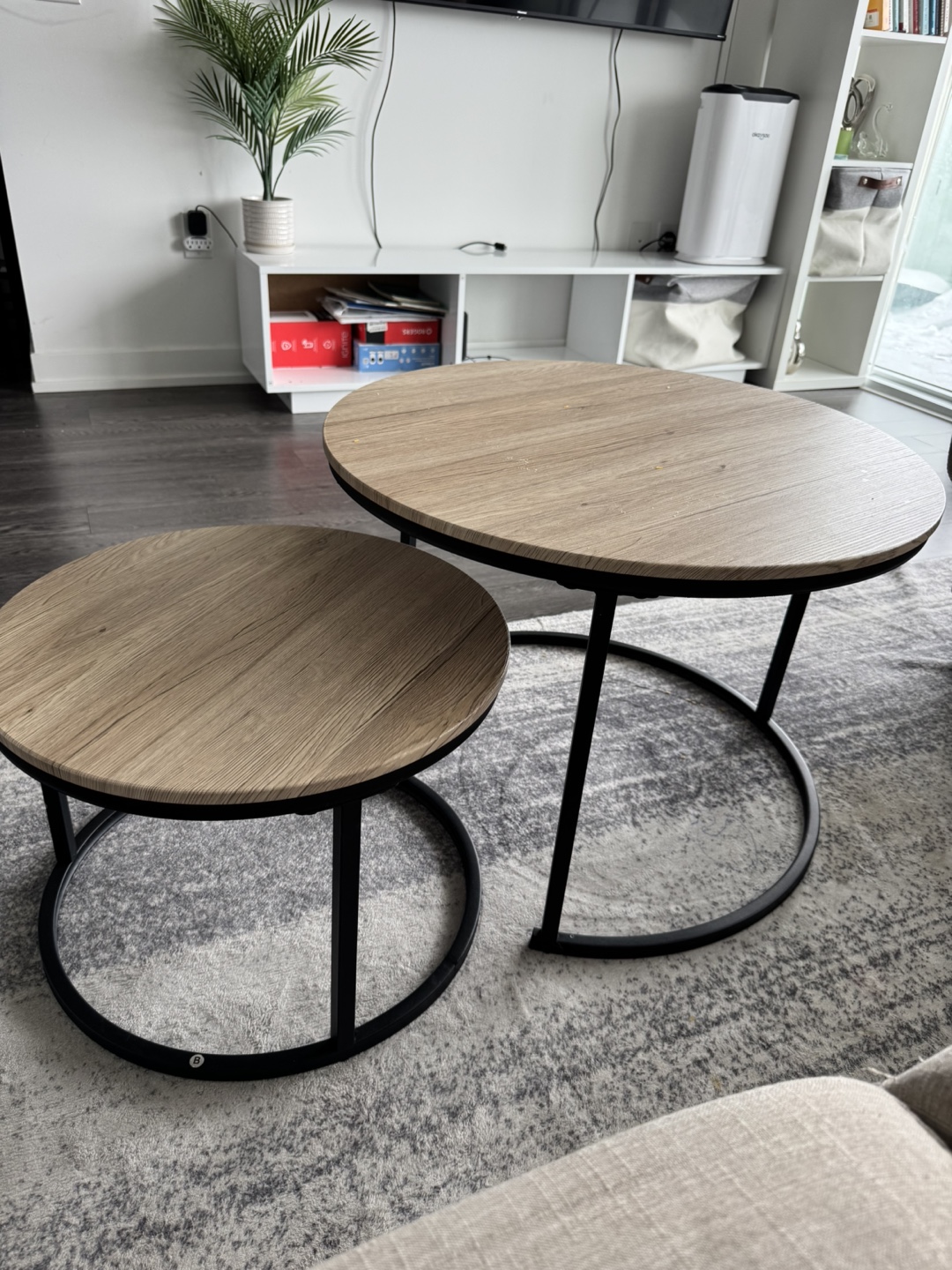 Nest of Tables - Round Wood Top with Black Metal Frame - photo 4