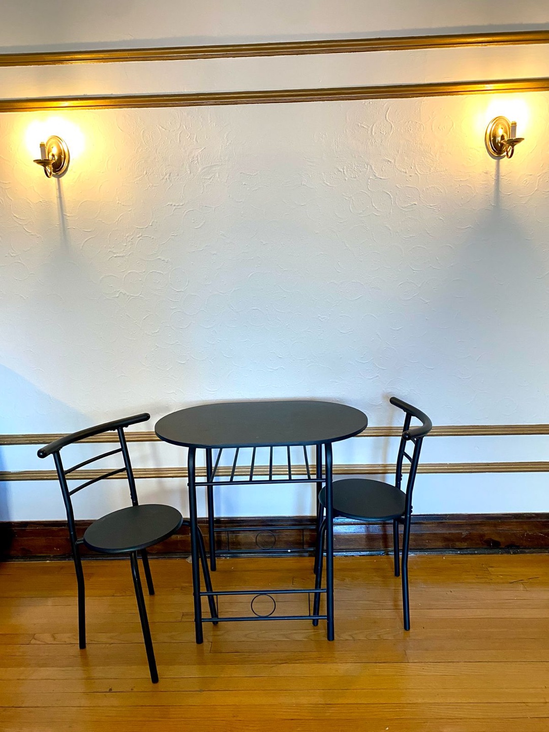 Black Metal Bistro Set - Table and Two Chairs