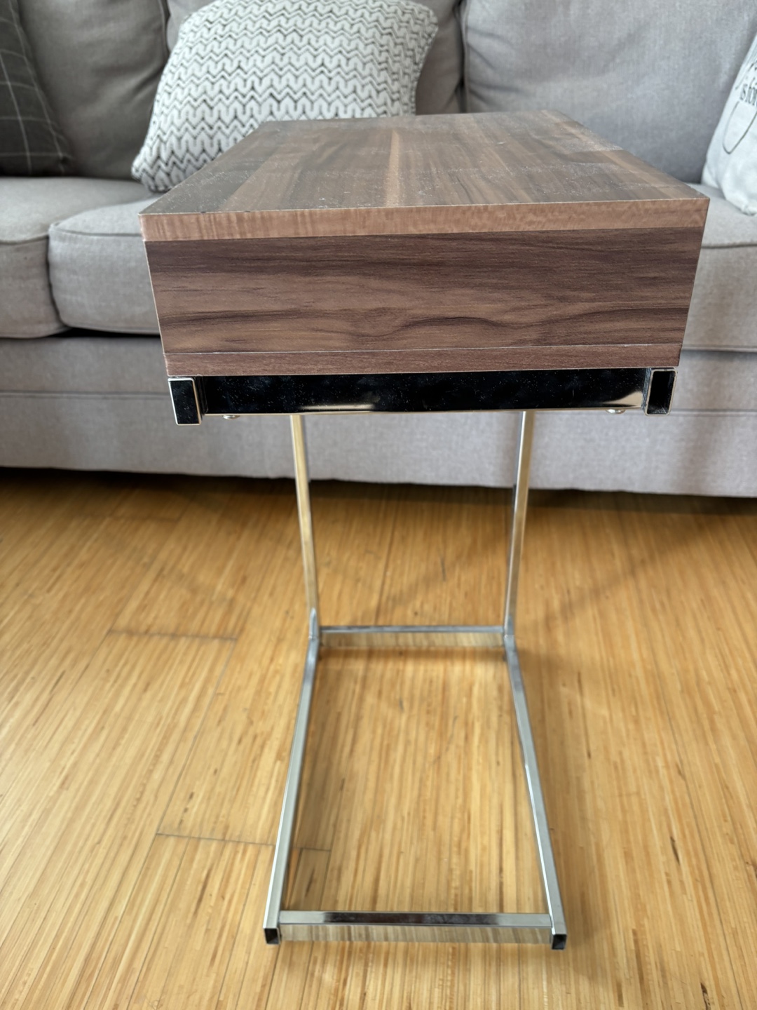 C-Shaped Sofa Side Table with Drawer - photo 4