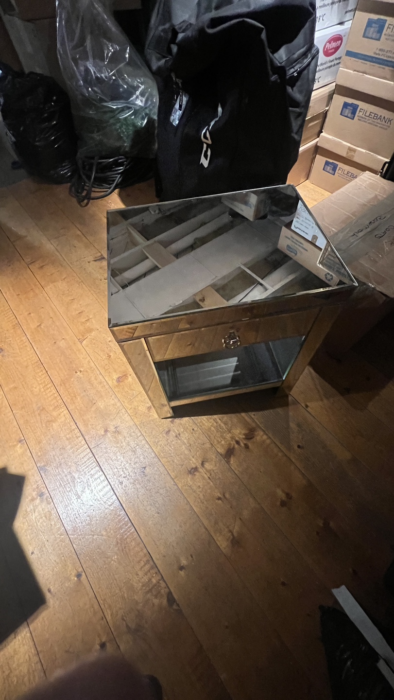 Mirrored Nightstand with Drawer - photo 2
