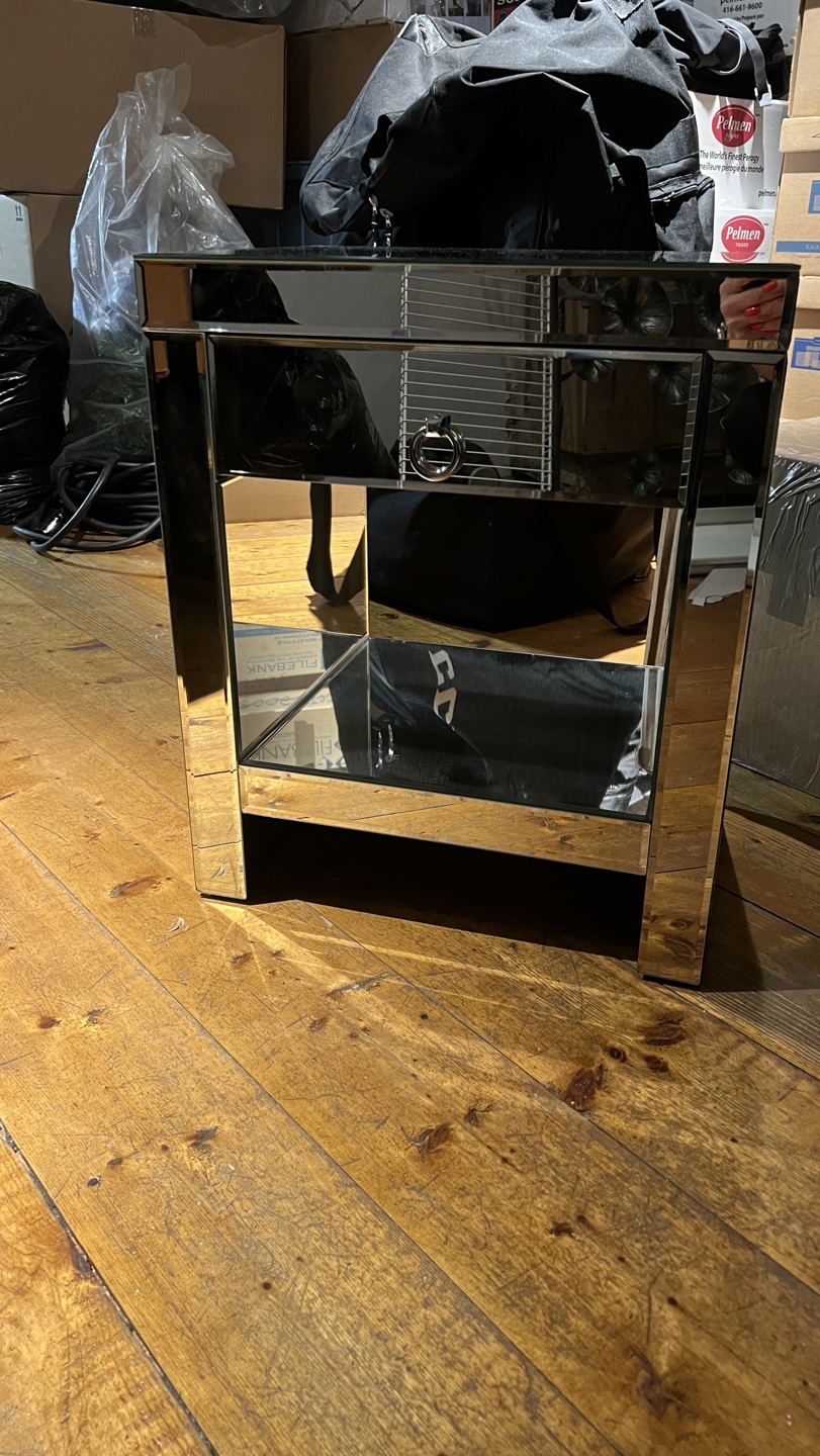 Mirrored Nightstand with Drawer