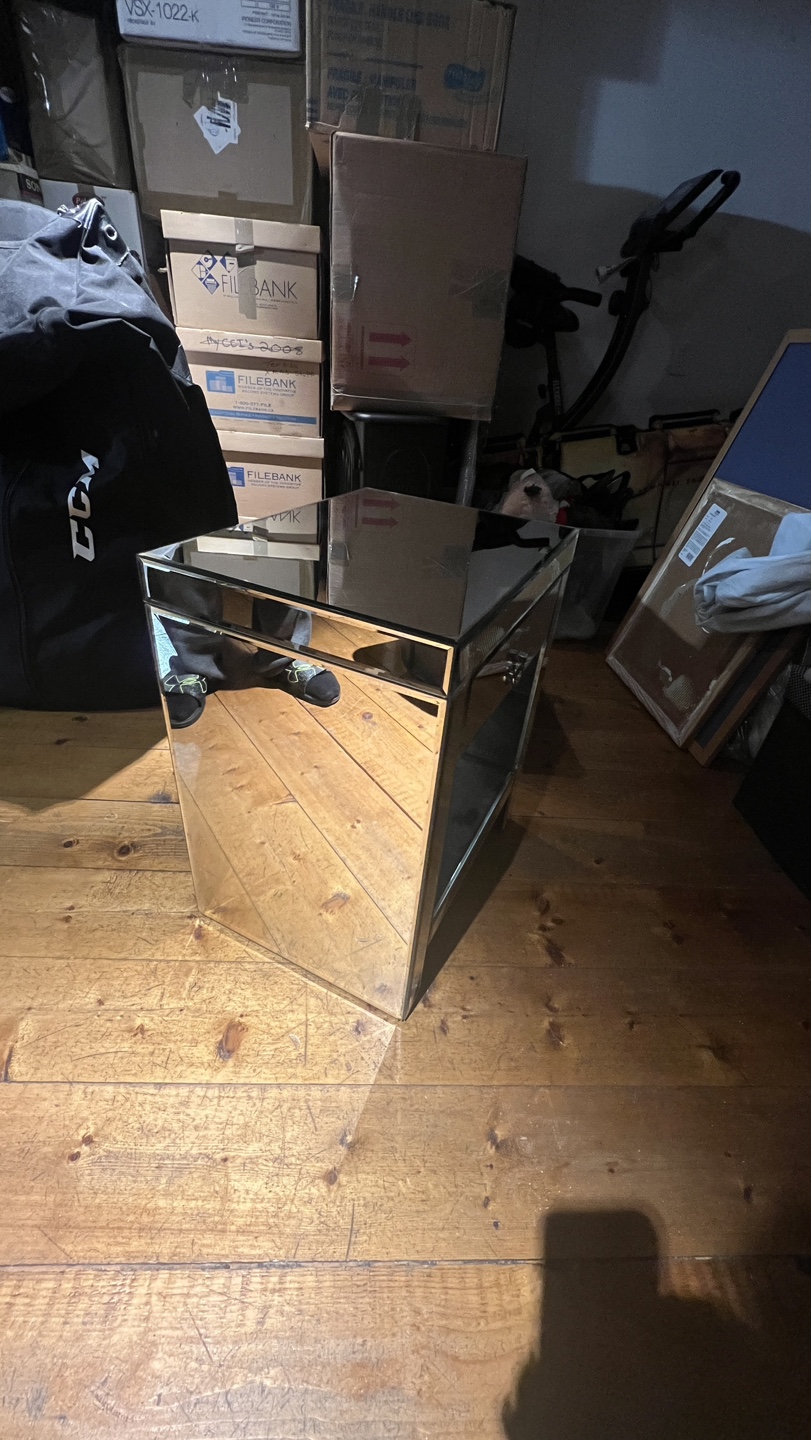 Mirrored Nightstand with Drawer - photo 3