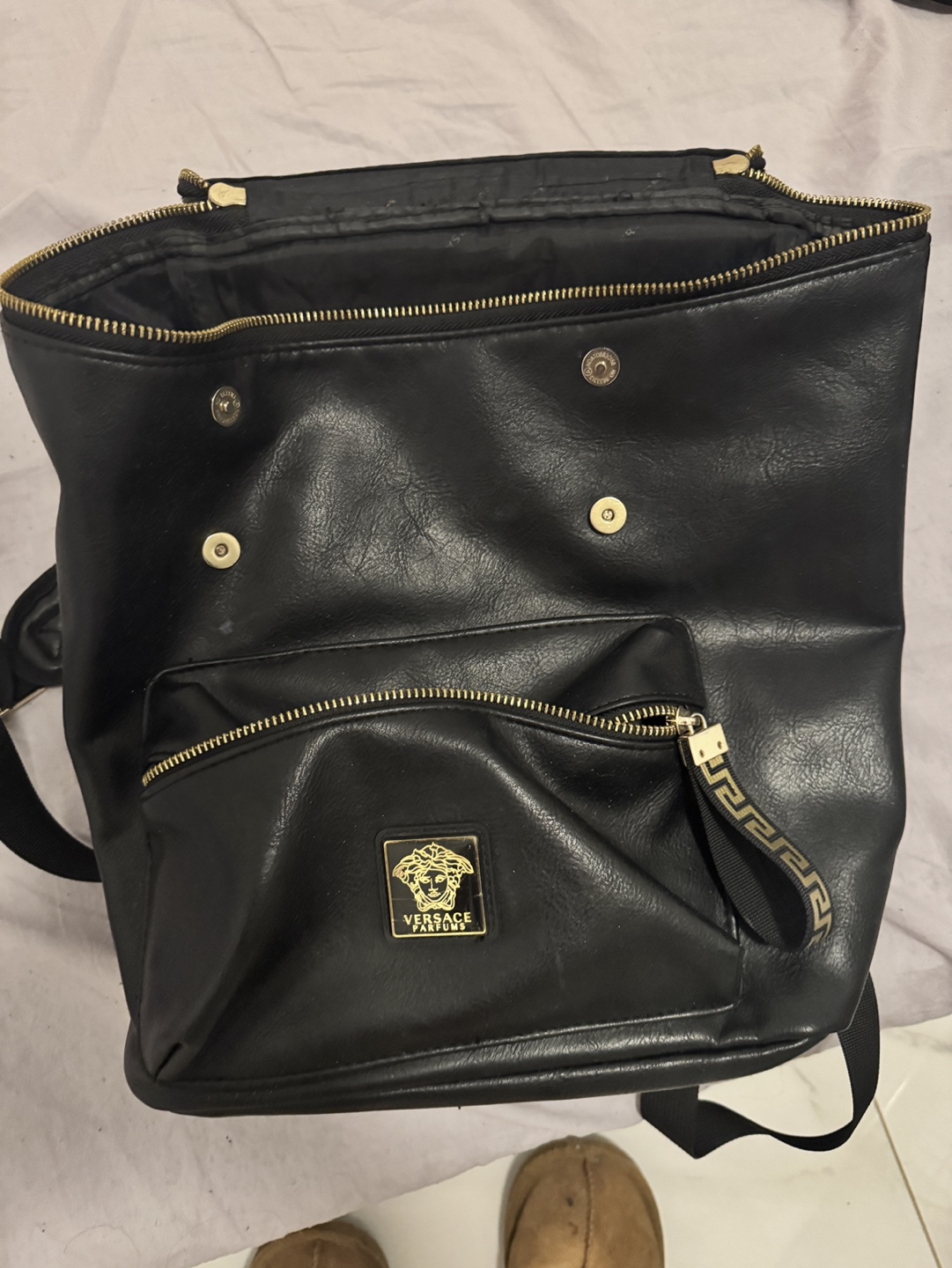 Versace Parfums Black Backpack