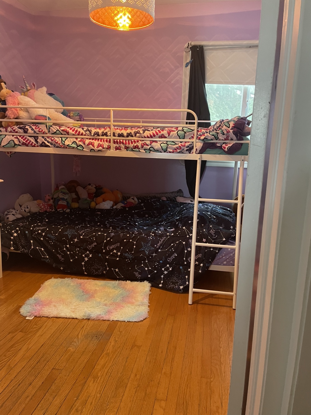 White Metal Twin-over-Twin Bunk Bed