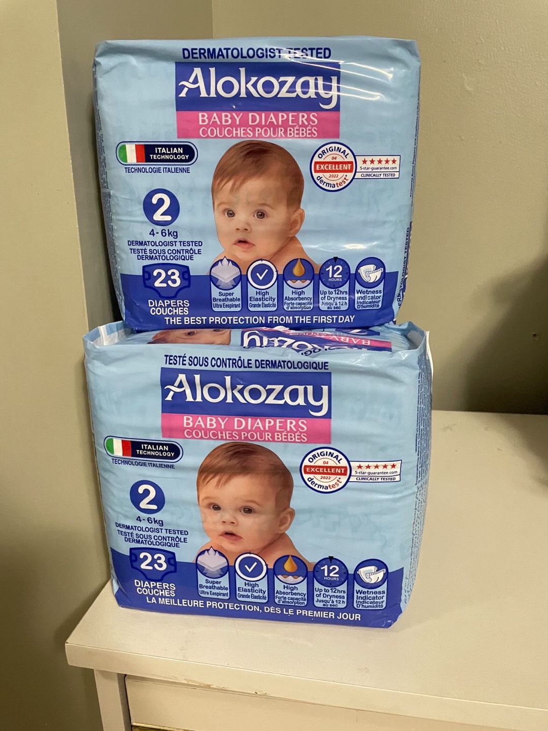 Alokozay Baby Diapers Size 2 (4-6kg) - 23 Count - 2 Packs