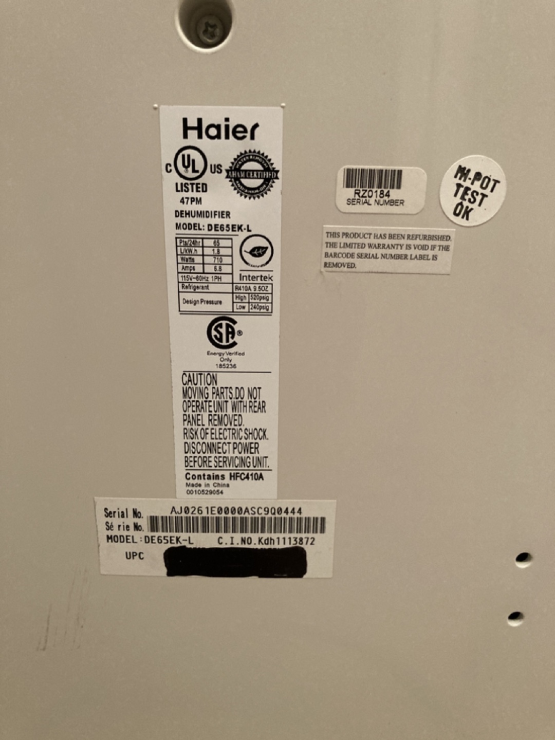 Haier DE65EK-L Dehumidifier - photo 4