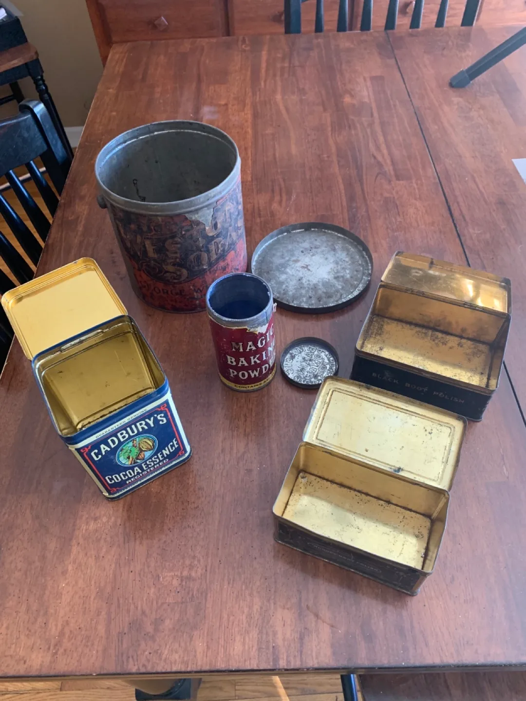 Vintage Collection of 5 antique and replica tins image indicator(2)