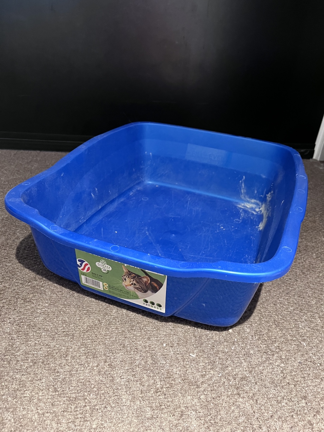 Large Blue Plastic Cat Litter Box