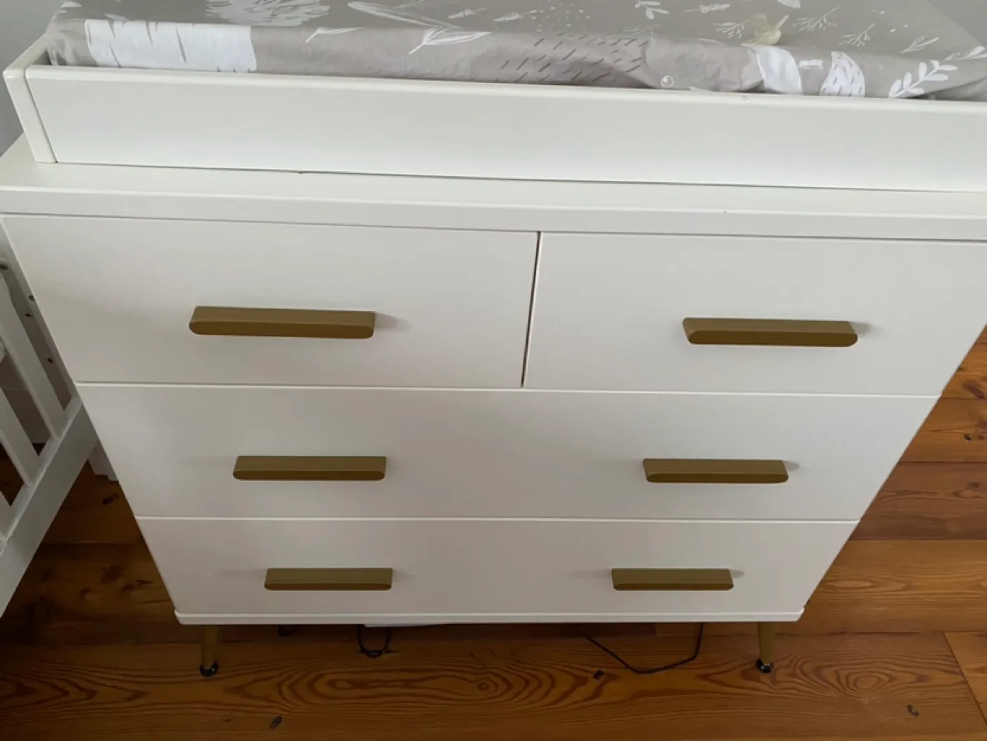 White Changing Table Dresser with Gold Handles image indicator(3)