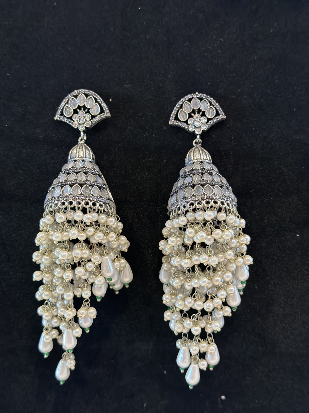 Elegant Pearl and Crystal Jhumka Earrings