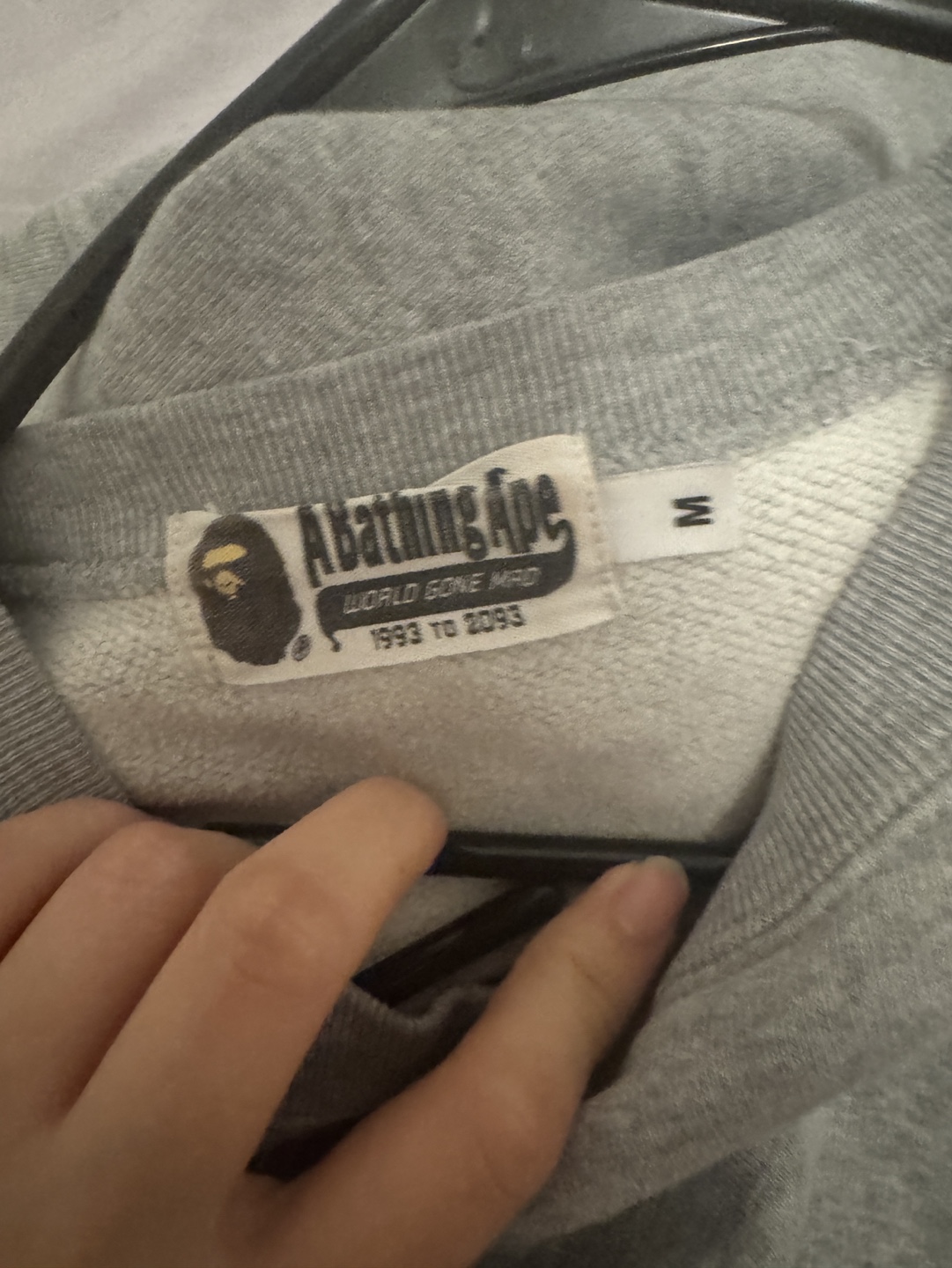 BAPE Ape Head One Point Crewneck Sweatshirt - Grey - Size M - photo 2