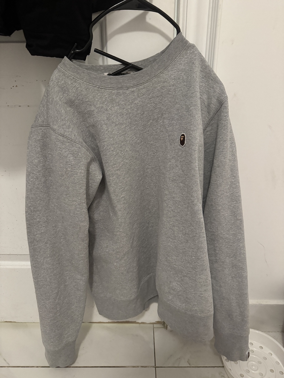 BAPE Ape Head One Point Crewneck Sweatshirt - Grey - Size M