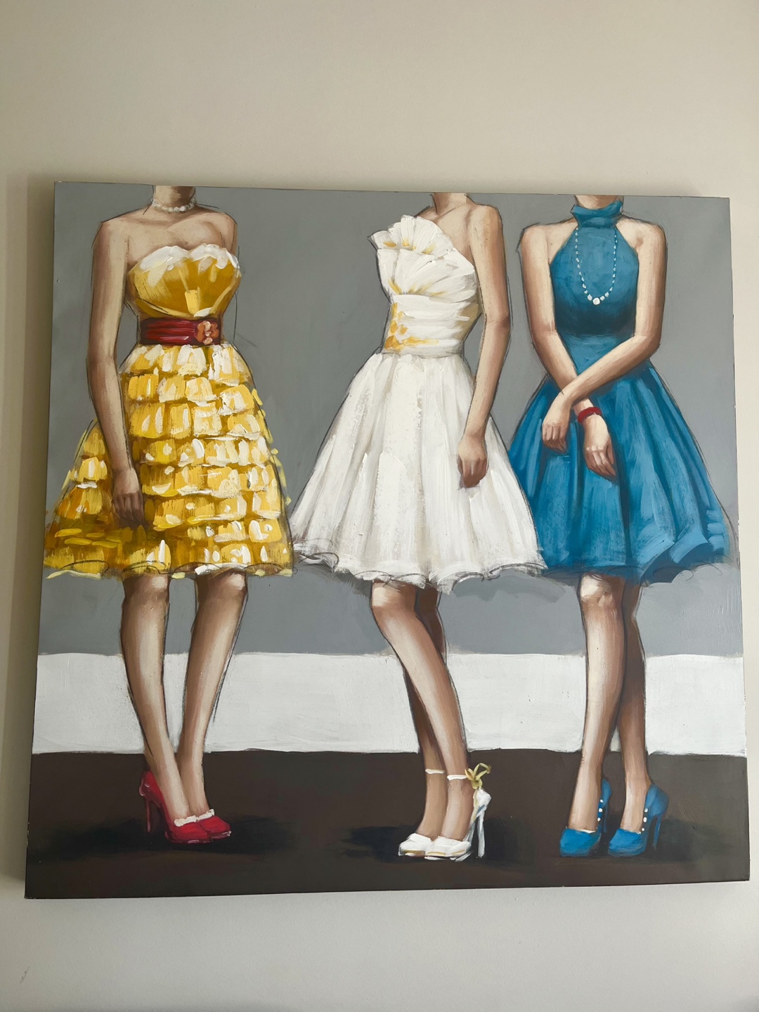 Large Canvas Painting of Women in Dresses