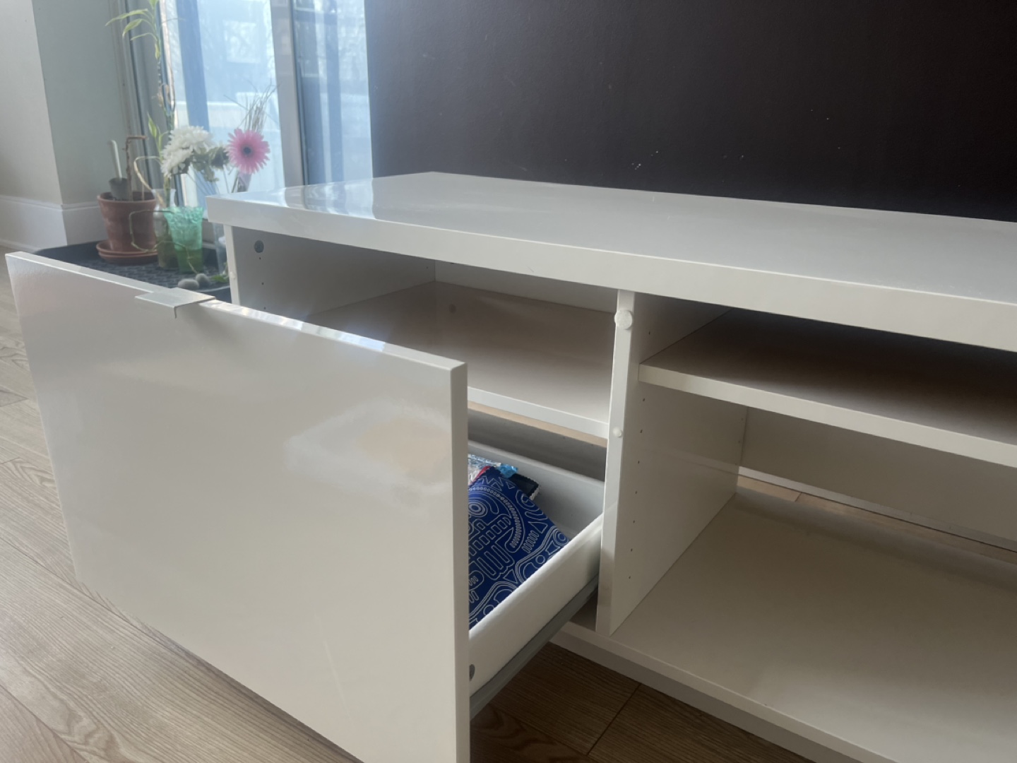 White TV Stand with Storage (ikea model Byas) - photo 4