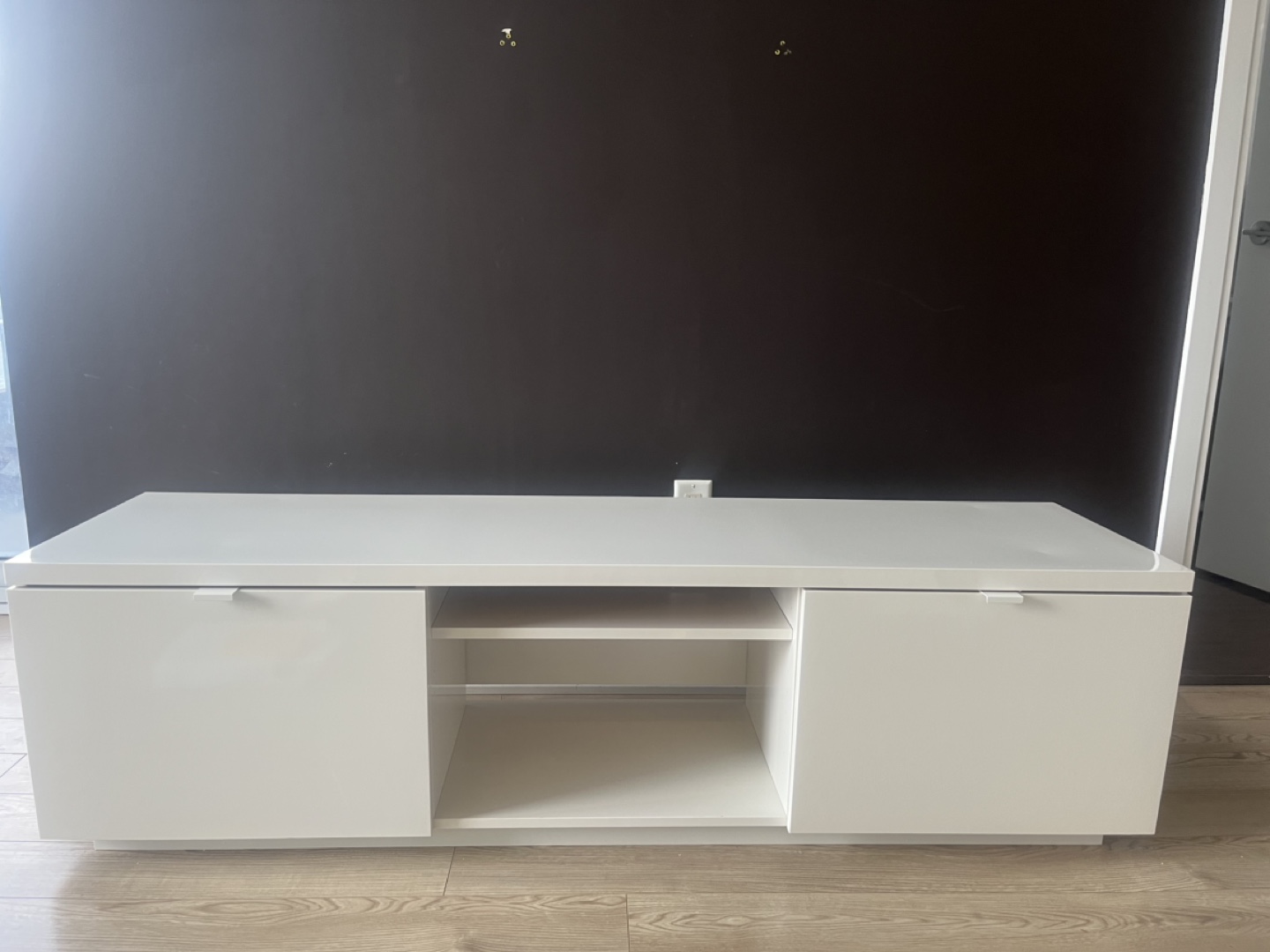 White TV Stand with Storage (ikea model Byas)