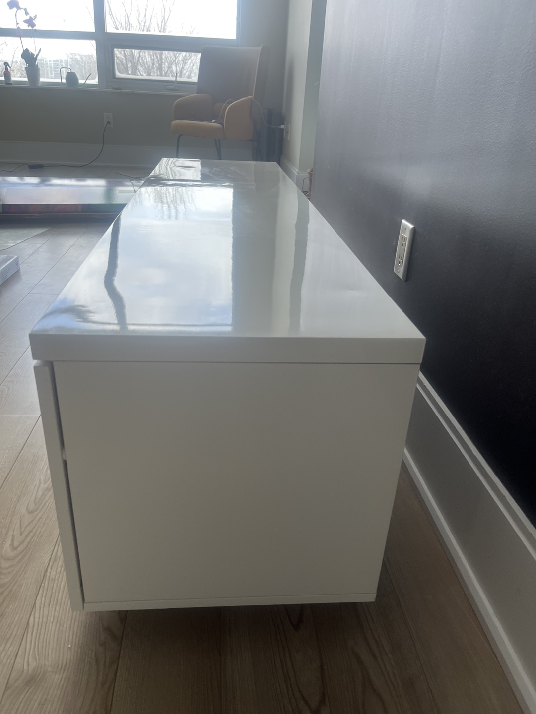 White TV Stand with Storage (ikea model Byas) - photo 2
