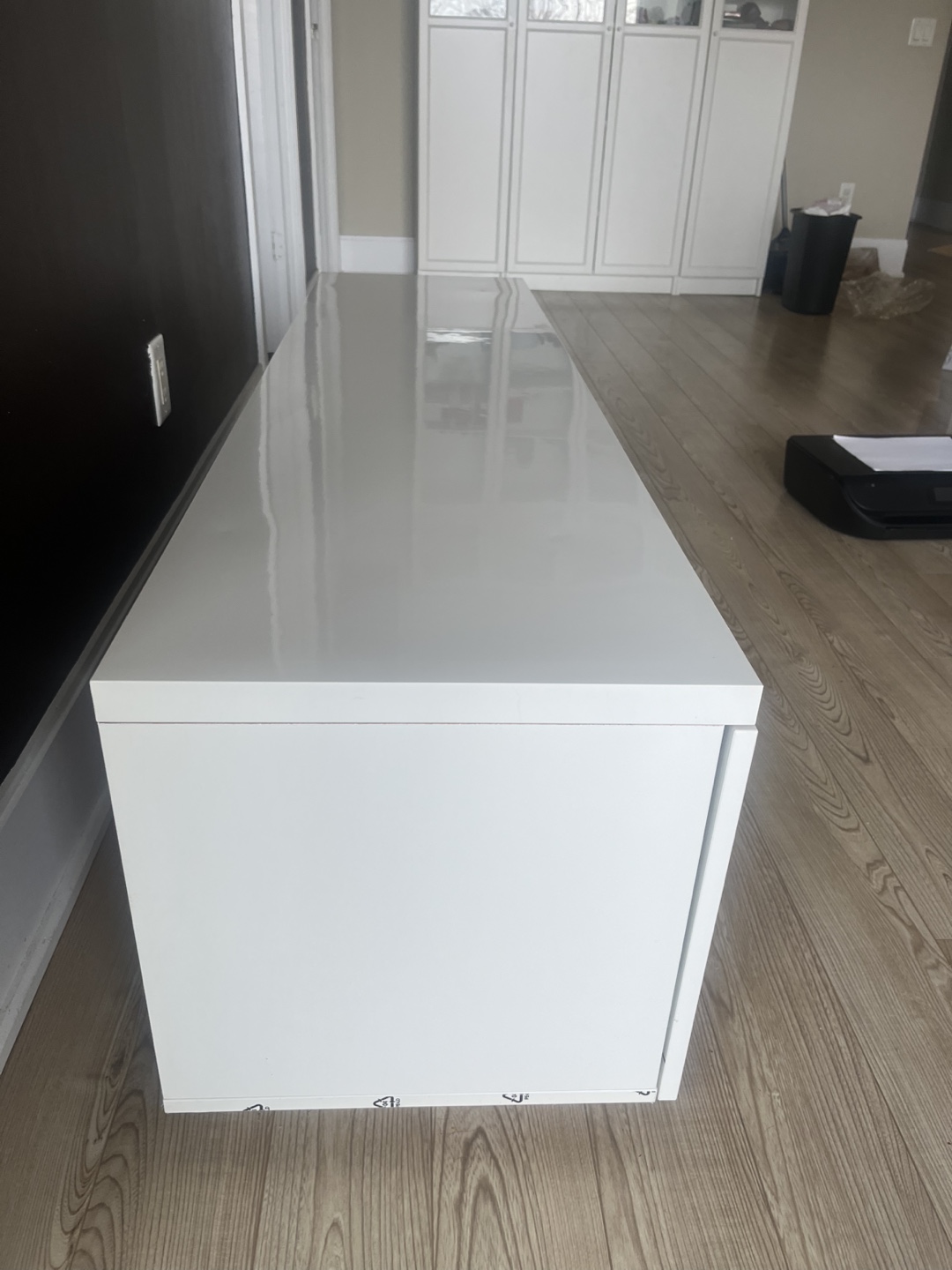 White TV Stand with Storage (ikea model Byas) - photo 3
