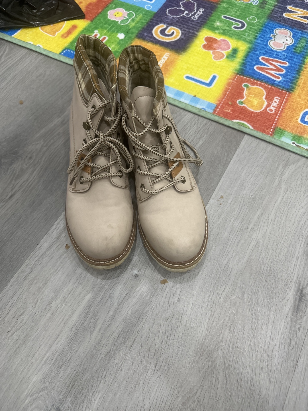 Beige ankle boots