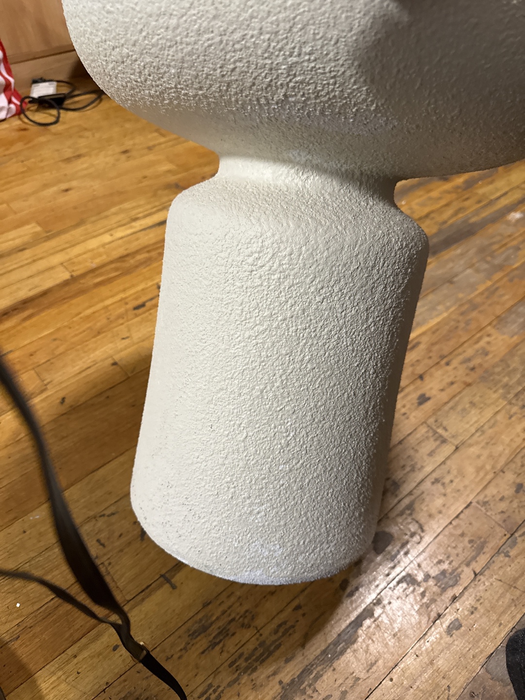 Unique White Pedestal Side Table with Metal Tray - photo 2