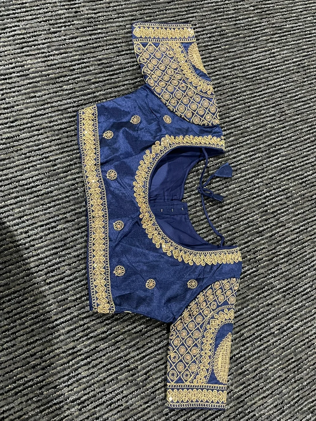 Beautiful embroidered navy blue blouse image indicator(2)