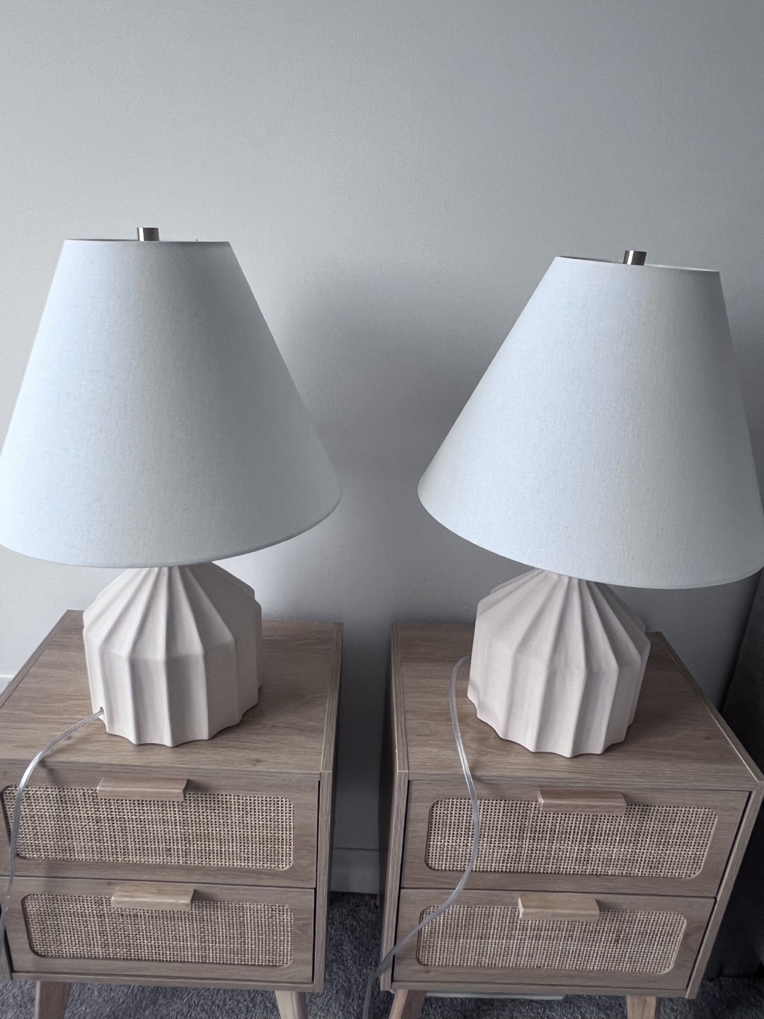 Pair of Modern Table Lamps with Pleated Bases - photo 5