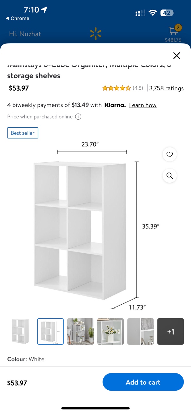 White 6-Cube Organizer Storage Shelves - photo 2