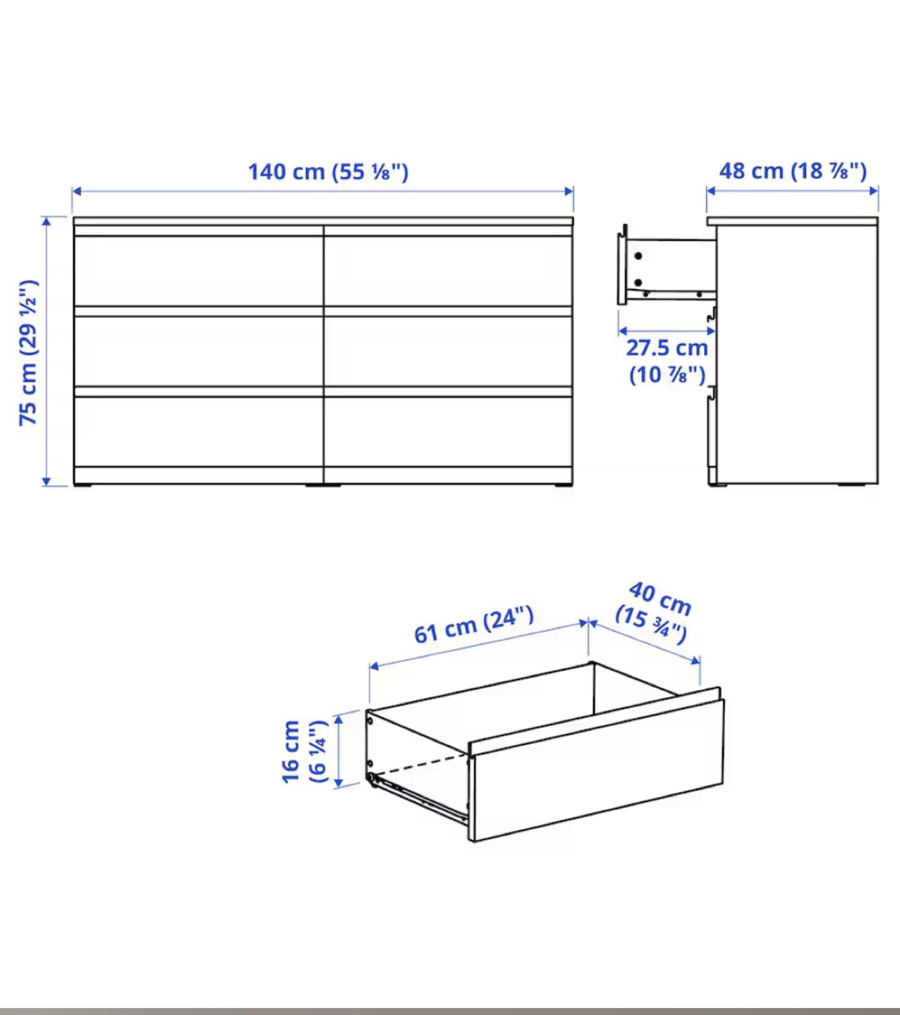 IKEA MALM 6-drawer dresser, white - photo 3