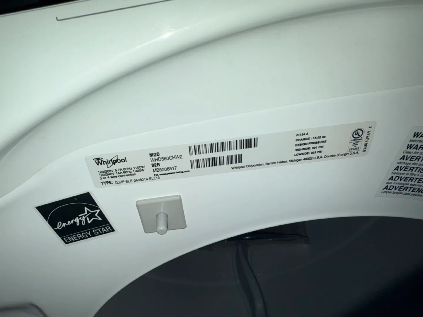 Whirlpool Electric Dryer and Washer- WH9560CW2 image indicator(4)