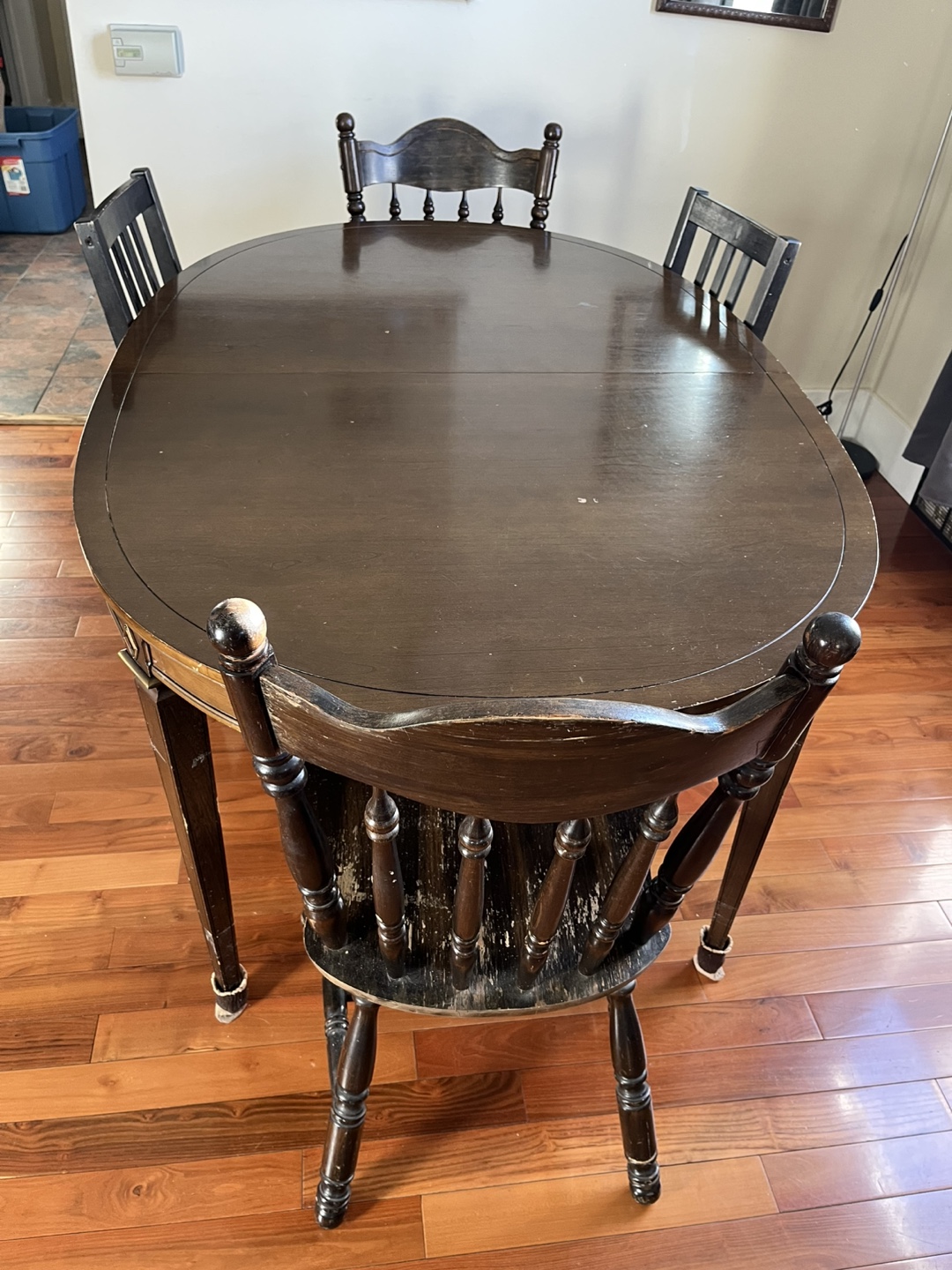 Vintage Oval Dining Table and Three Chairs