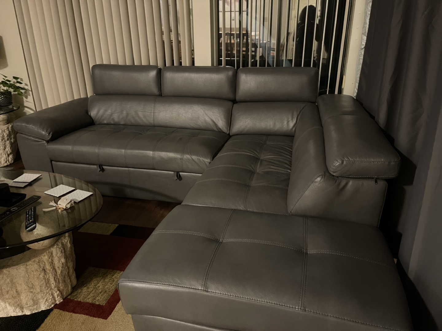 Grey Leather Sectional Sofa