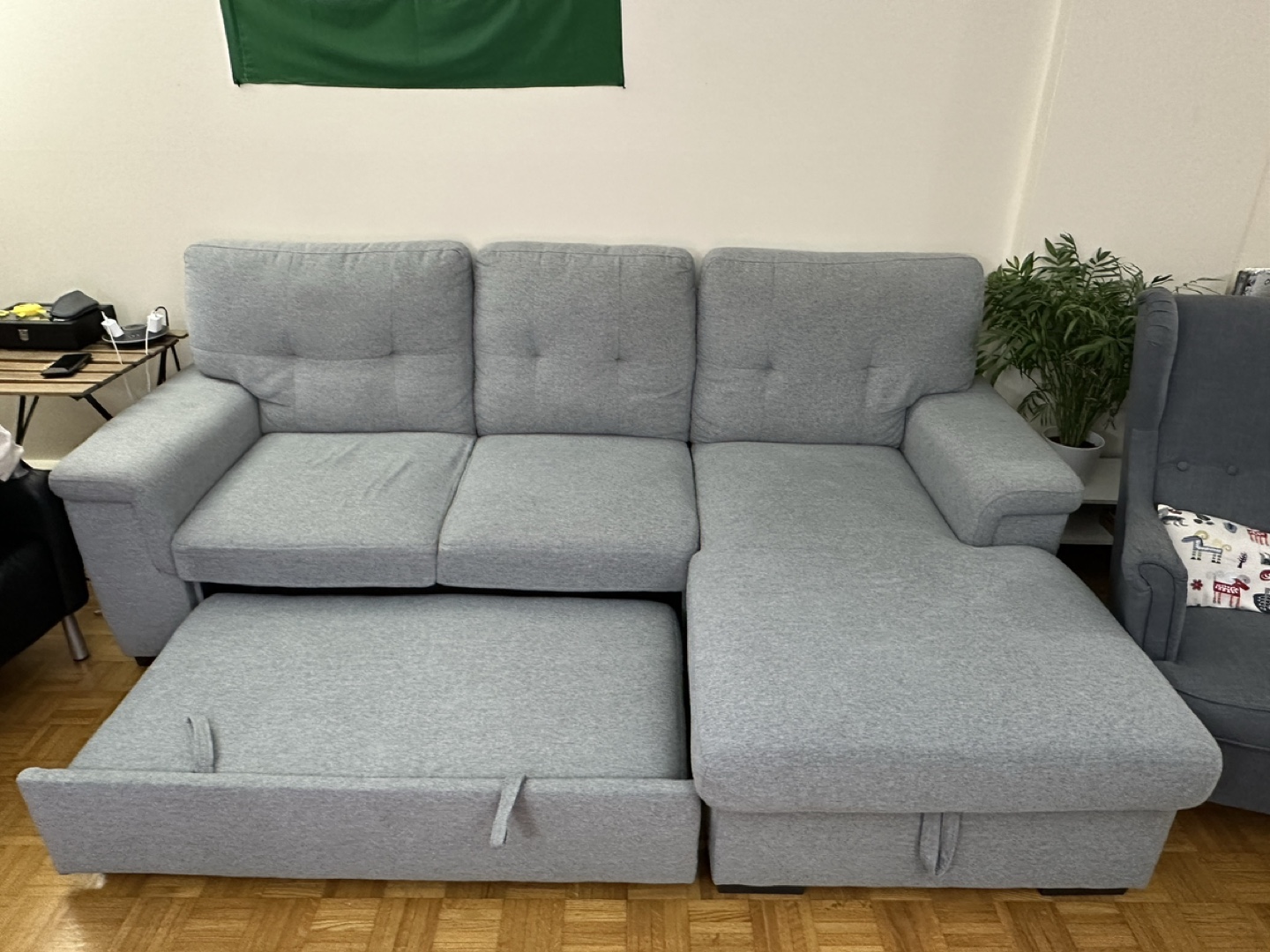 Grey Sectional Sofa Bed with Storage - photo 2