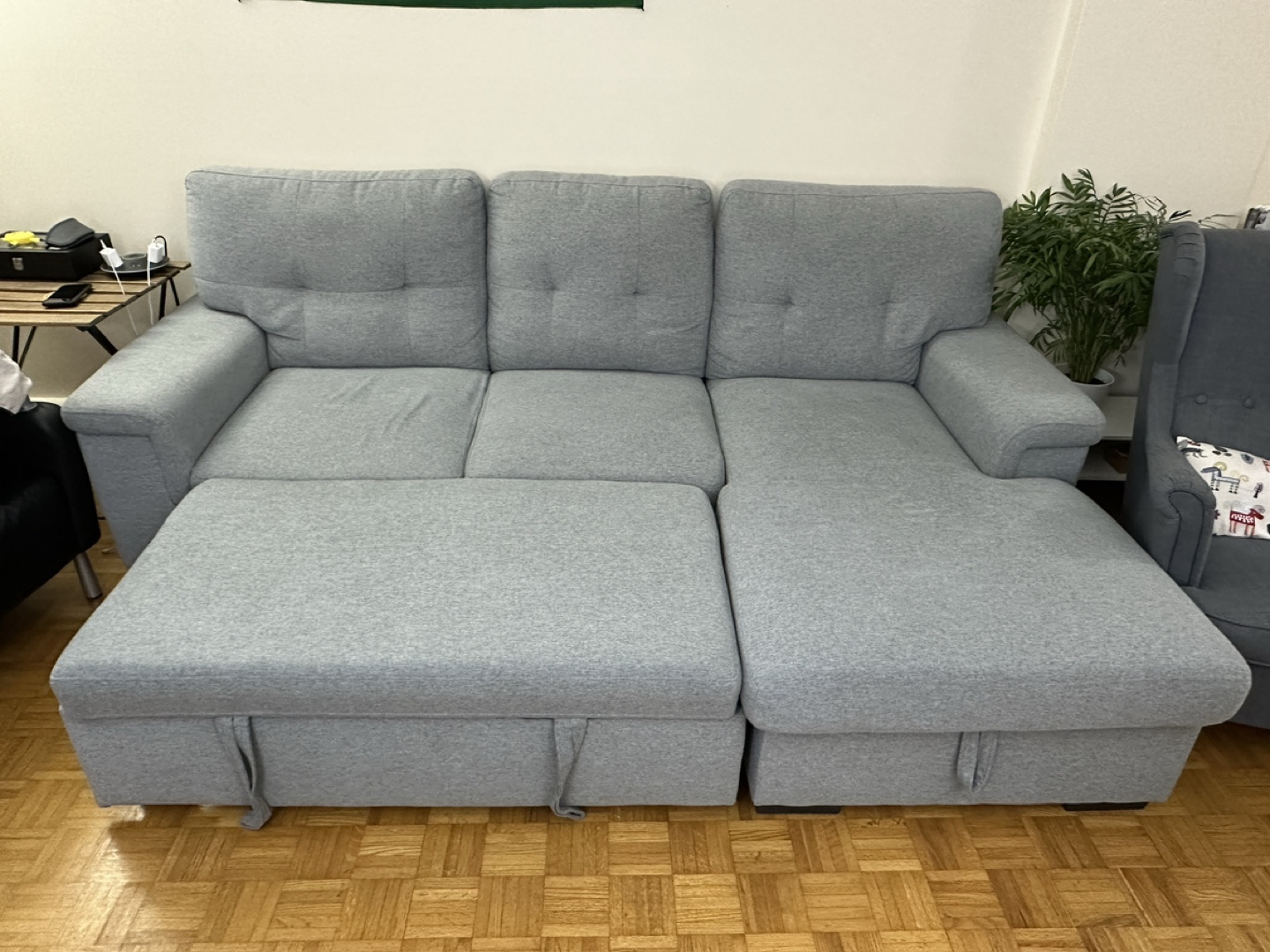 Grey Sectional Sofa Bed with Storage - photo 3