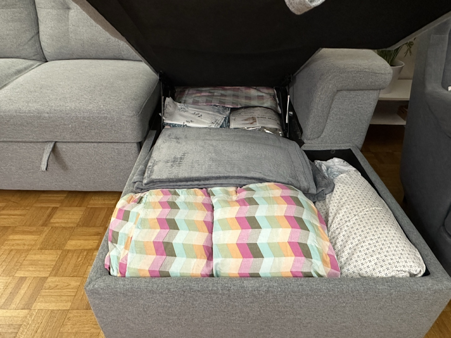 Grey Sectional Sofa Bed with Storage - photo 4