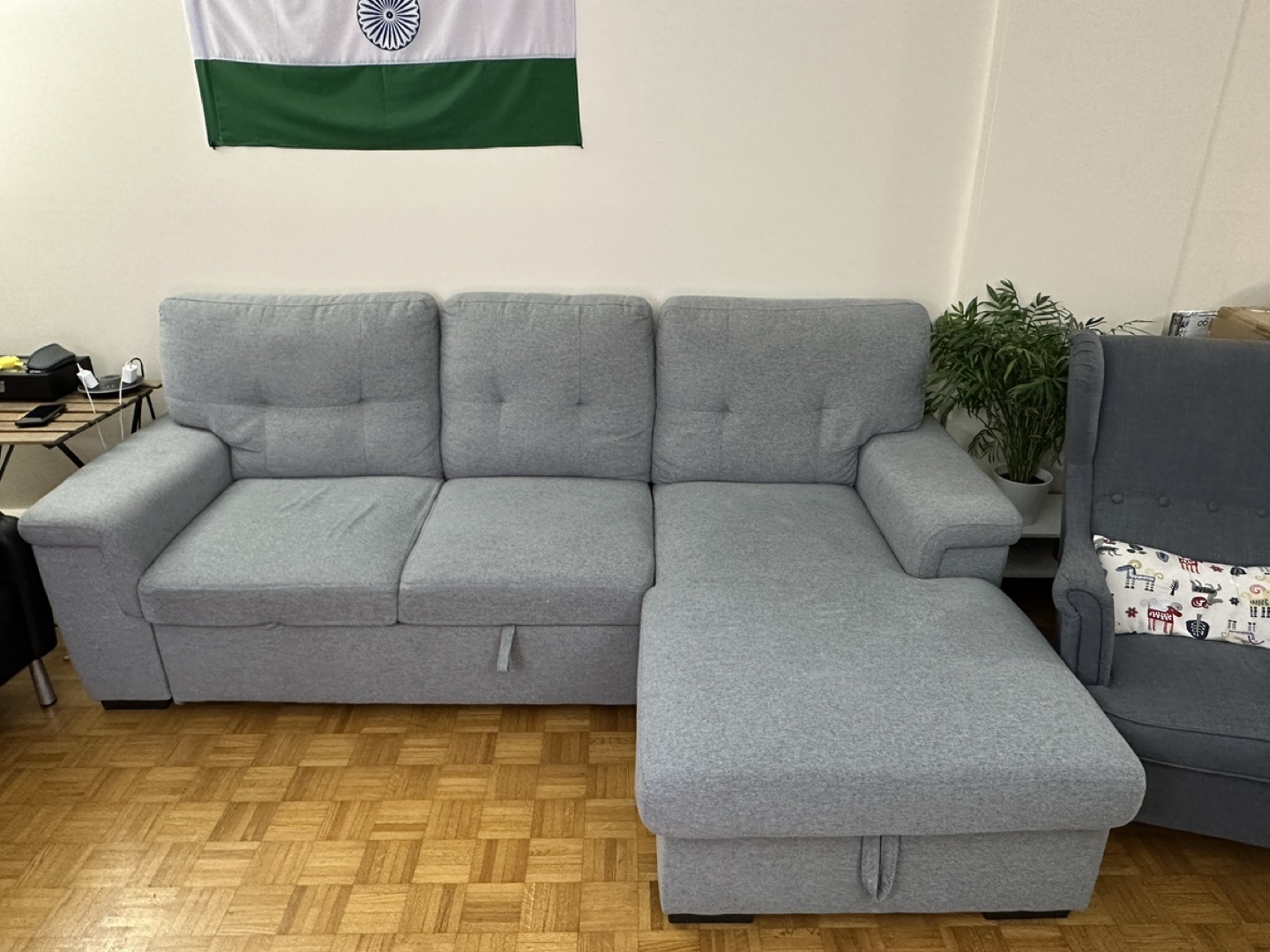 Grey Sectional Sofa Bed with Storage