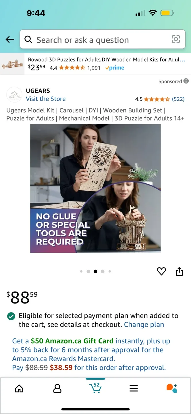 Ugears Mechanical Carousel 3D Wooden Puzzle Model Kit image indicator(3)