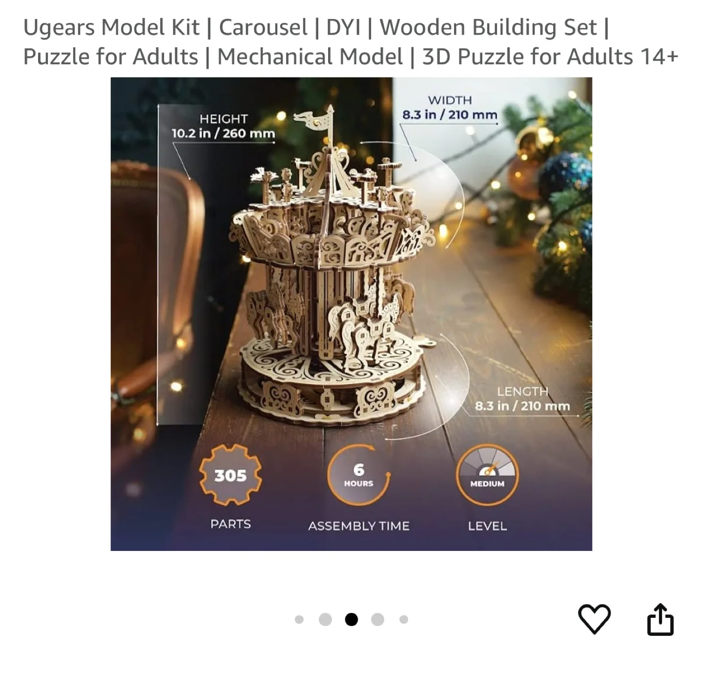 Ugears Mechanical Carousel 3D Wooden Puzzle Model Kit image indicator(5)