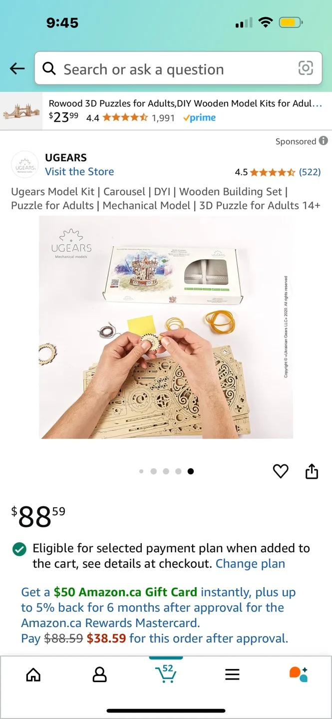 Ugears Mechanical Carousel 3D Wooden Puzzle Model Kit image indicator(4)