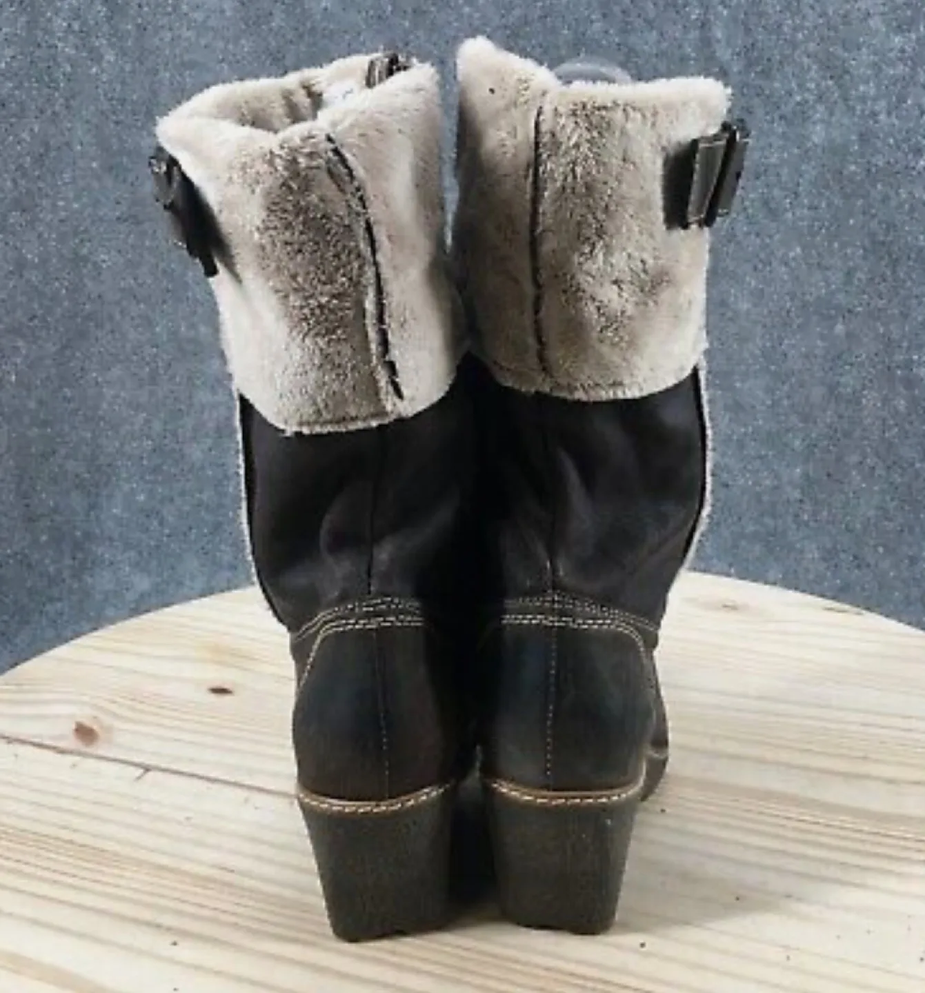 Nine West Brown Wedge Boots with Faux Fur image indicator(2)
