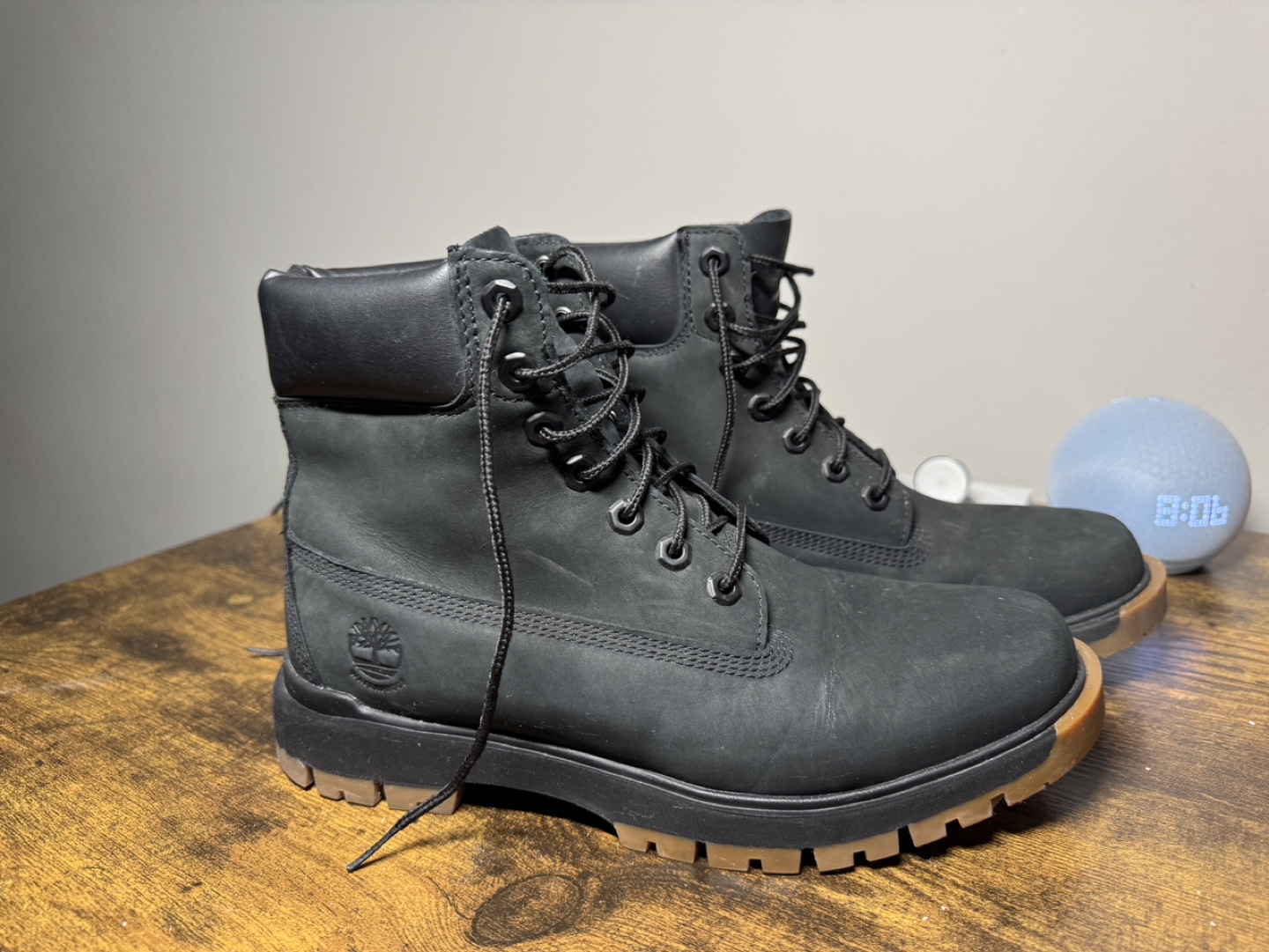 Timberland Black Leather Boots - Size 8