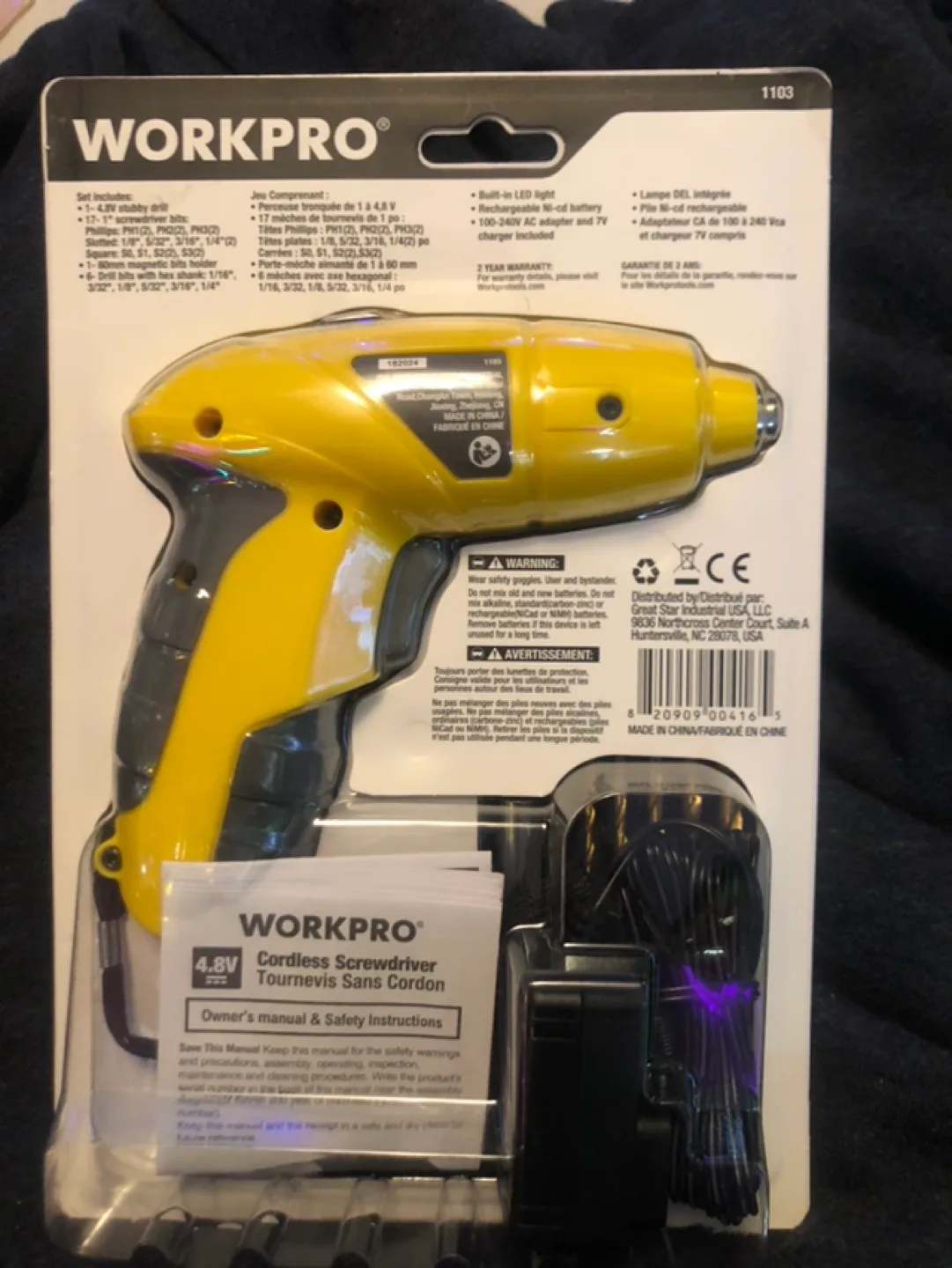 WORKPRO 4.8V Cordless Screwdriver with 25 Accessories image indicator(2)