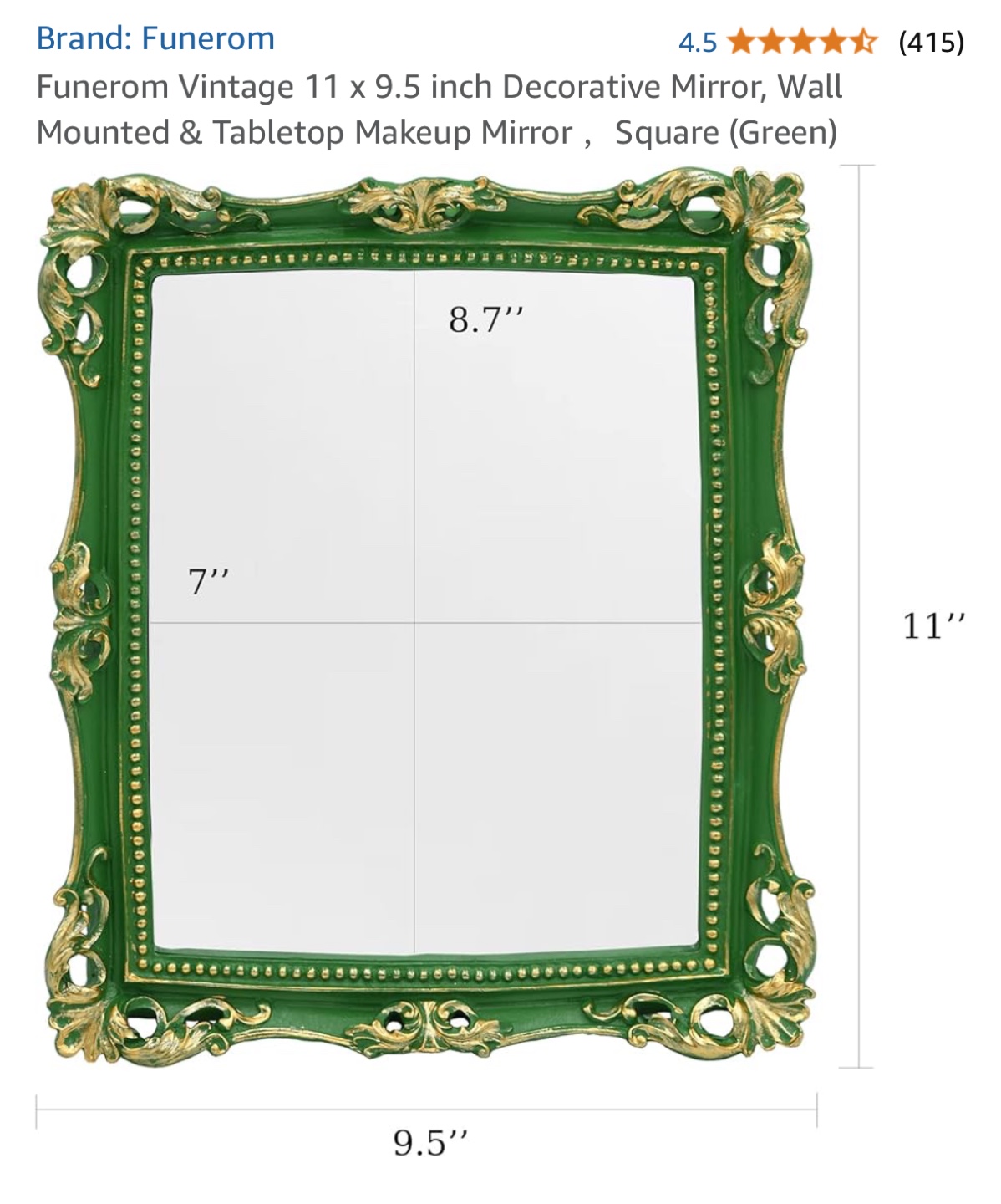 Funerom Vintage 11 x 9.5 inch Decorative mirror - photo 3