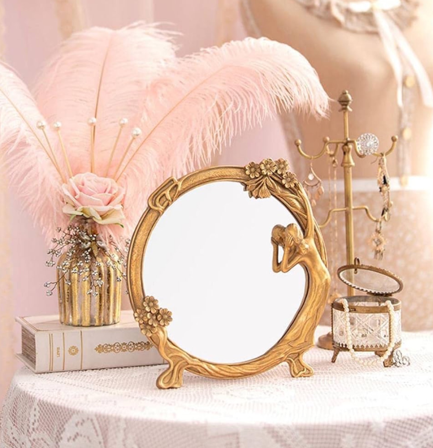 Gold Decorative Wall art Mirror /Tabletop Mirror - photo 4