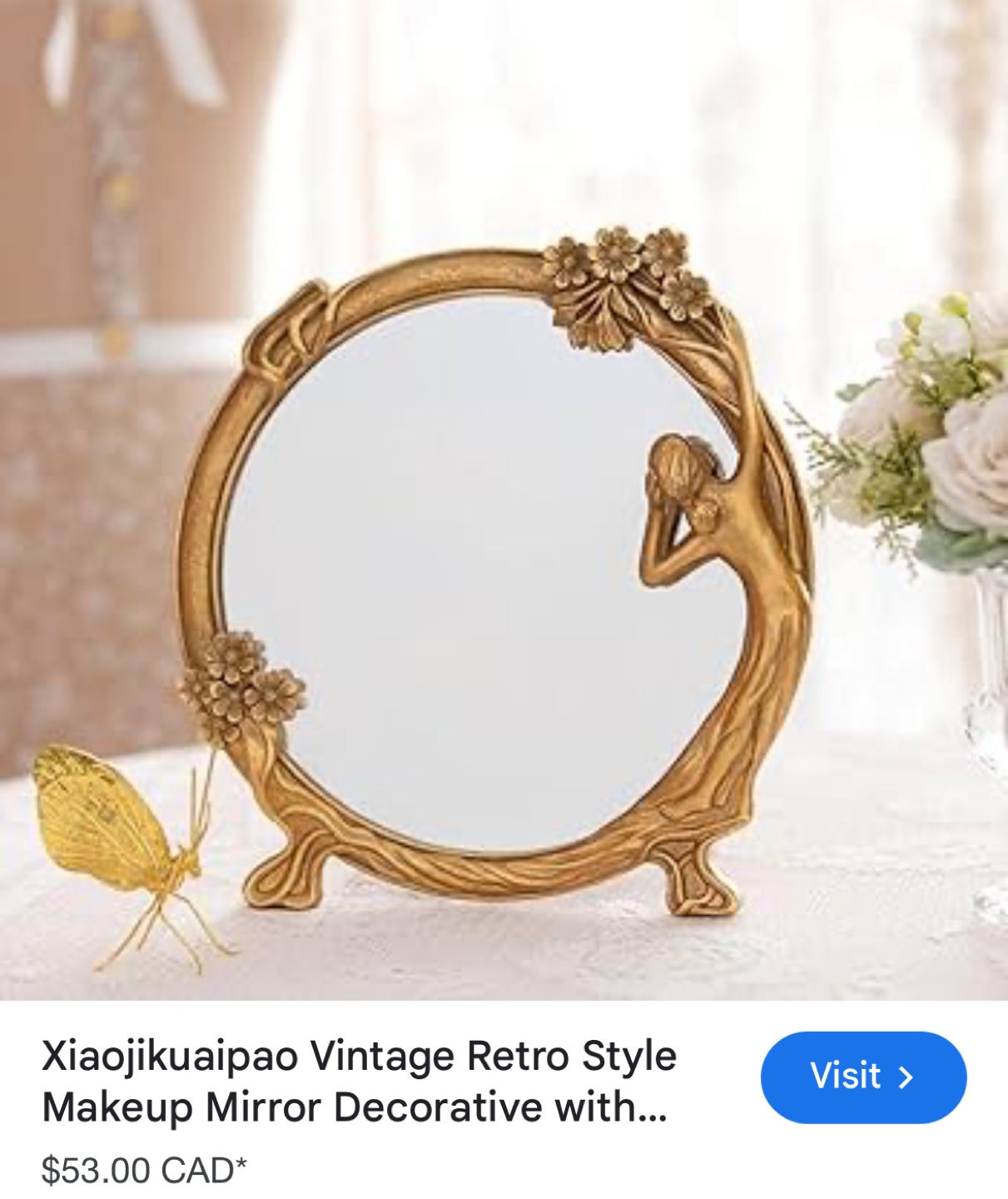 Gold Decorative Wall art Mirror /Tabletop Mirror - photo 5